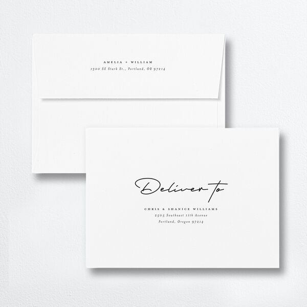 Scripted Save The Date Card Envelopes White Standard Bisque Both Recipient and Return Addresses