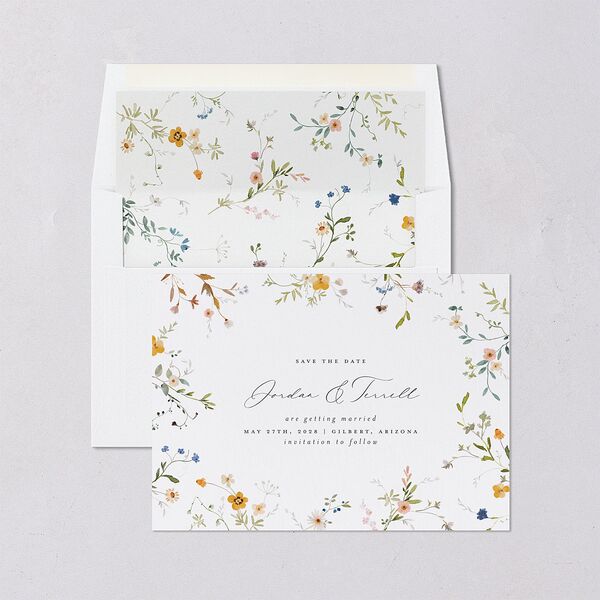 Dainty Wildflowers Save the Date Cards Sunflower Signature smooth Blank No Standard