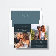 Snapshots Save The Date Cards Gold Dark Navy Signature smooth No