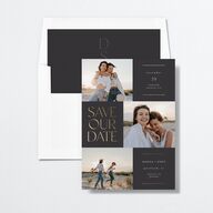 Windows Save The Date Cards Gold Charcoal Signature smooth No
