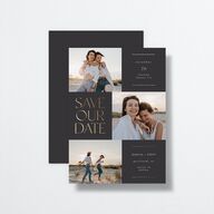 Windows Save The Date Cards Gold Charcoal Signature smooth No