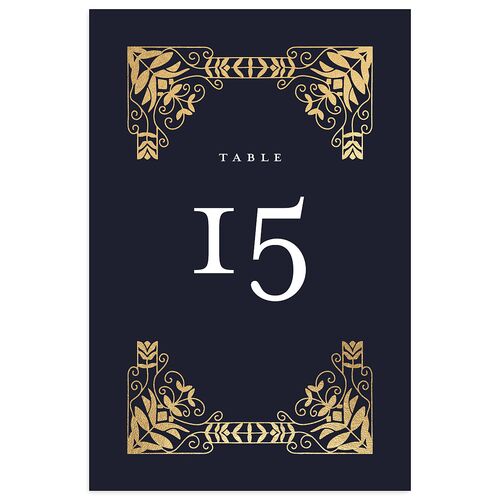Medieval Elegance Table Numbers Gold Navy Signature