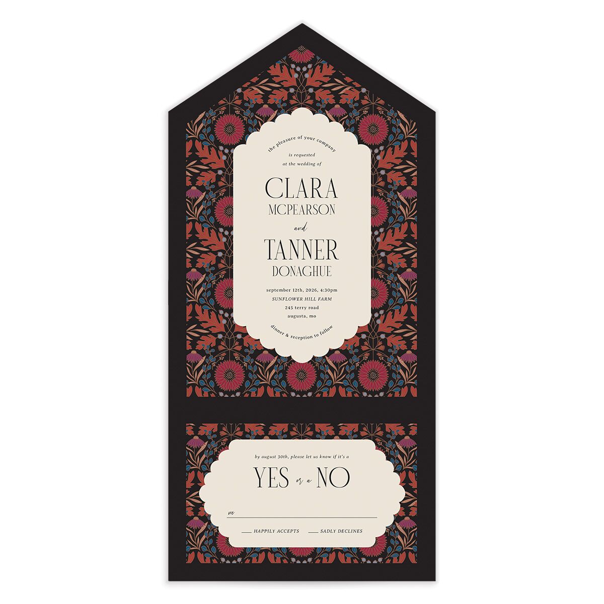 Ornate Garden All-in-One Wedding Invitations