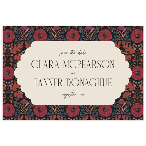 Ornate Garden Save the Date Postcards - Red