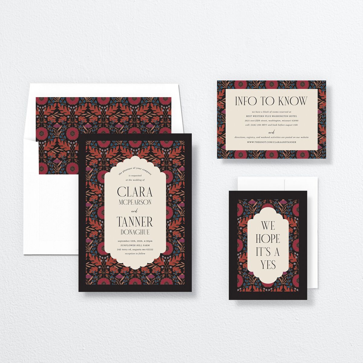 Ornate Garden Wedding Invitations Garnet Signature No
