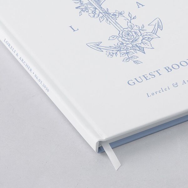 Coastal Oysters and Anchors Guest Books Sea Blue