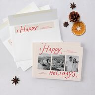 Whimsical Holiday Handwritten Holiday Cards Ruby Signature Blank Portrait  Standard