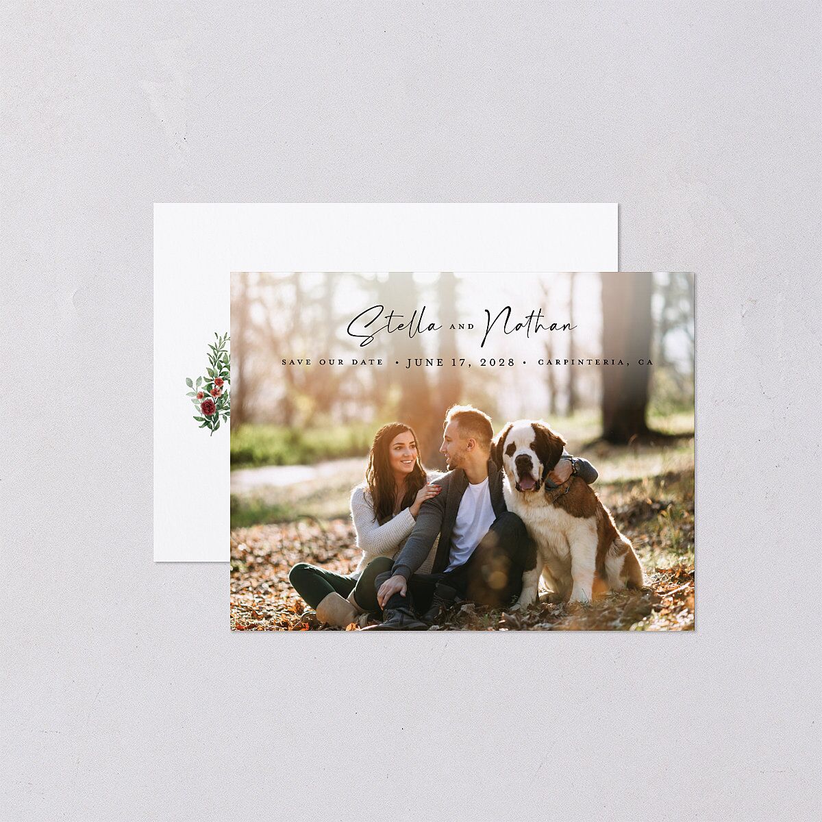 Floral Arc Save the Date Petite Cards Merlot Signature smooth Blank No Standard