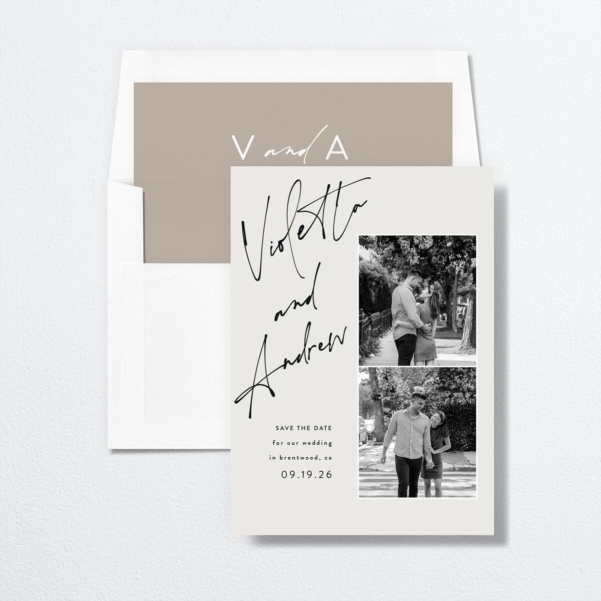 Signed Save The Date Cards Licorice Signature smooth No