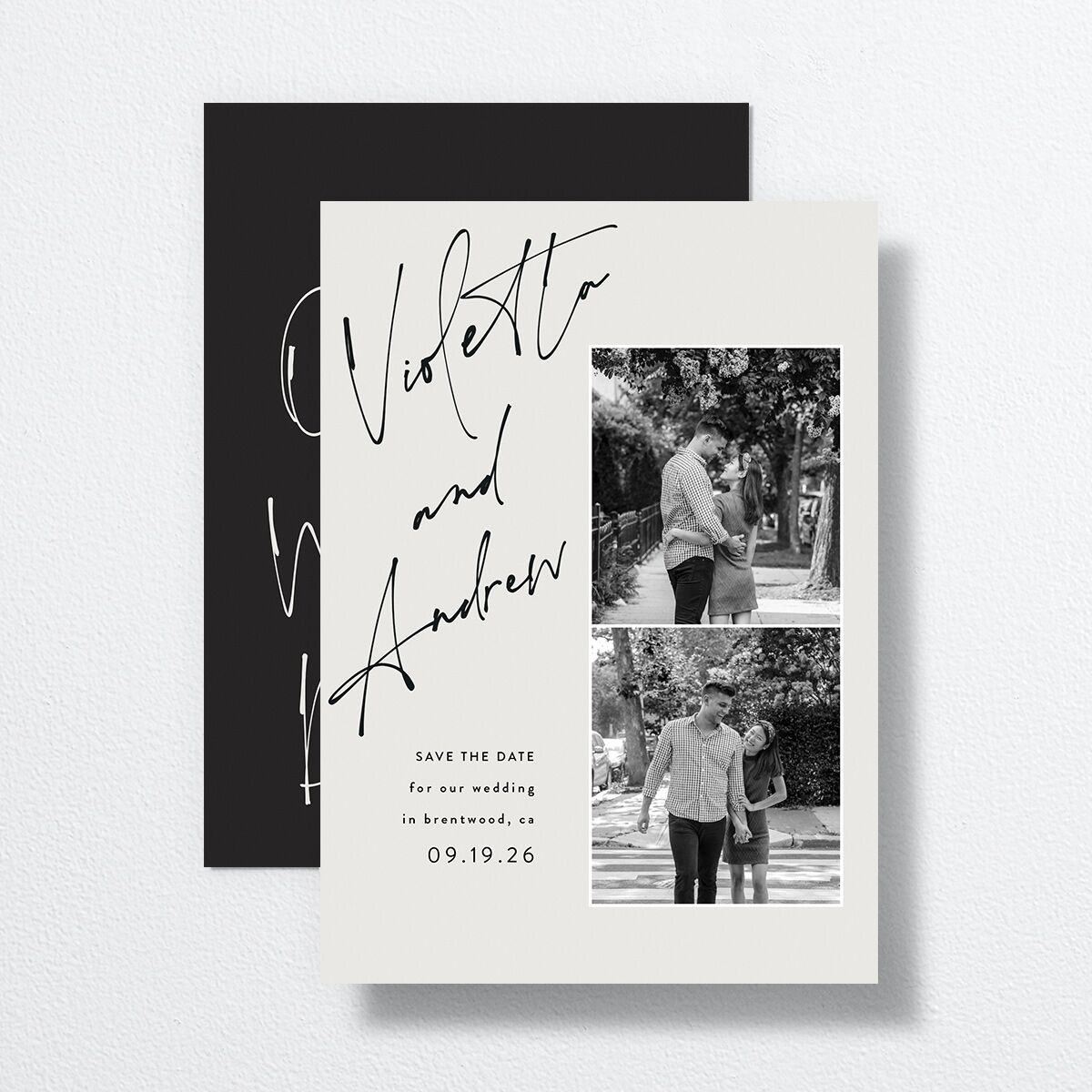 Signed Save The Date Cards Licorice Signature smooth No