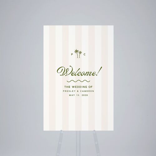 Cabana Stripes Standard Welcome Sign Large Olive Standard Outdoor Corrugated L Welcome