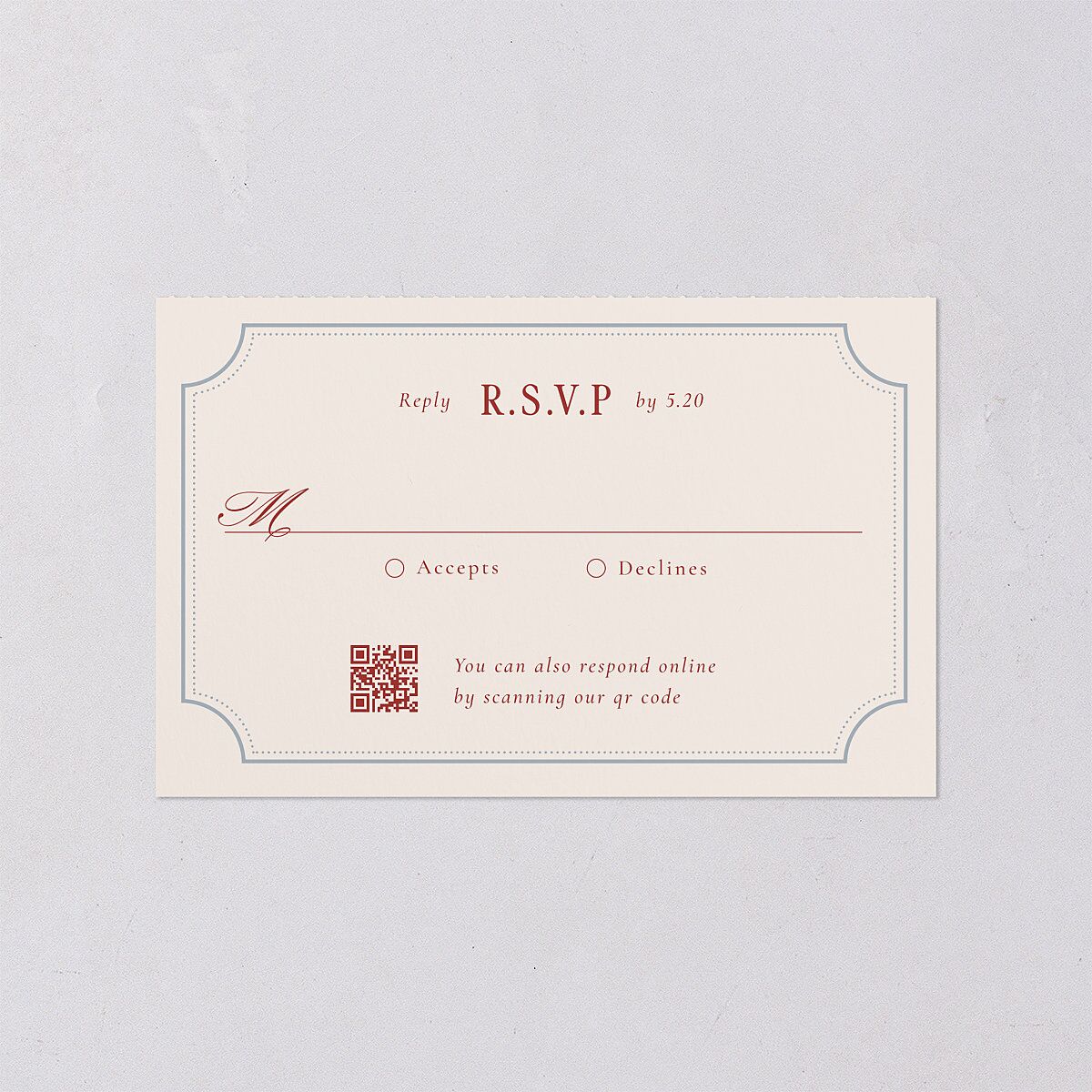 Vintage Vase All-in-One Wedding Invitations Burgundy Signature Light Both Recipient and Return Addresses No