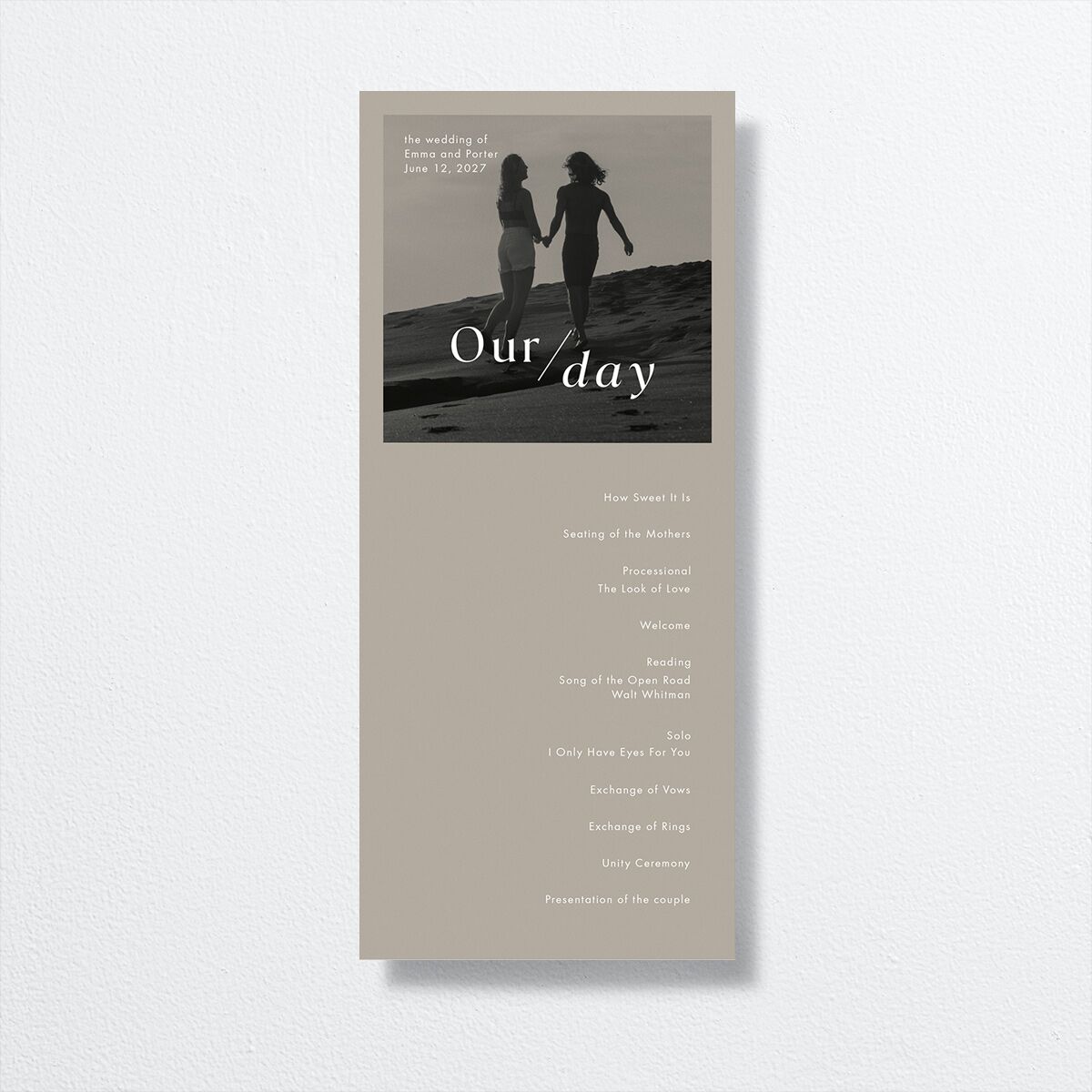 You and Me Wedding Programs front in cream
