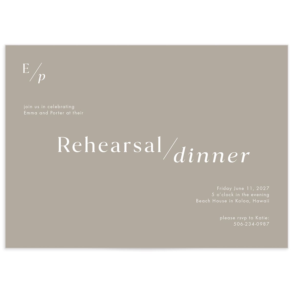You and Me Rehearsal Dinner Invitations