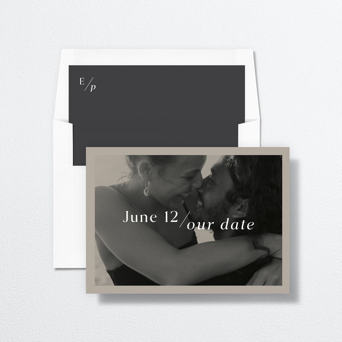 You and Me Save the Date Cards envelope-and-liner in Cream