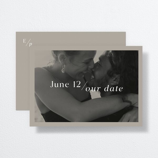 You and Me Save the Date Cards front-and-back in Cream