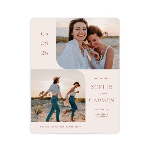 Curved Corners Save The Date Magnets - Pink