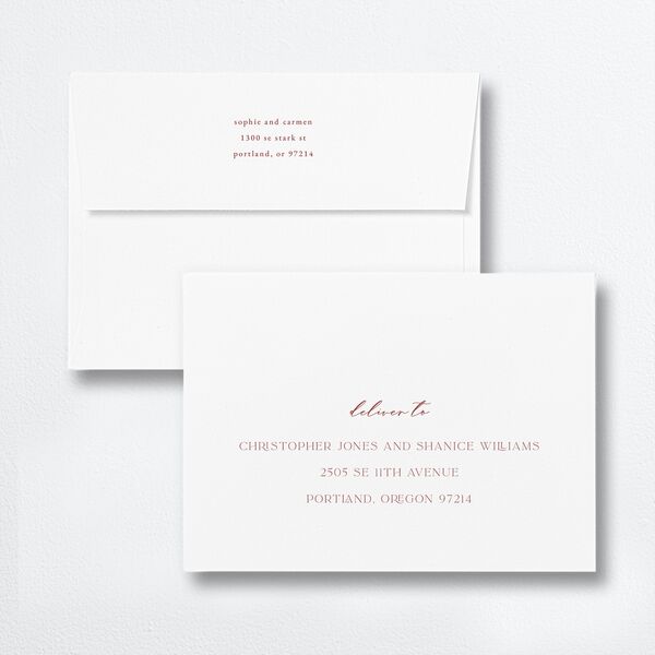 Curved Corners Save the Date Petite Card Envelopes White Standard Soft Pink Both Recipient and Return Addresses