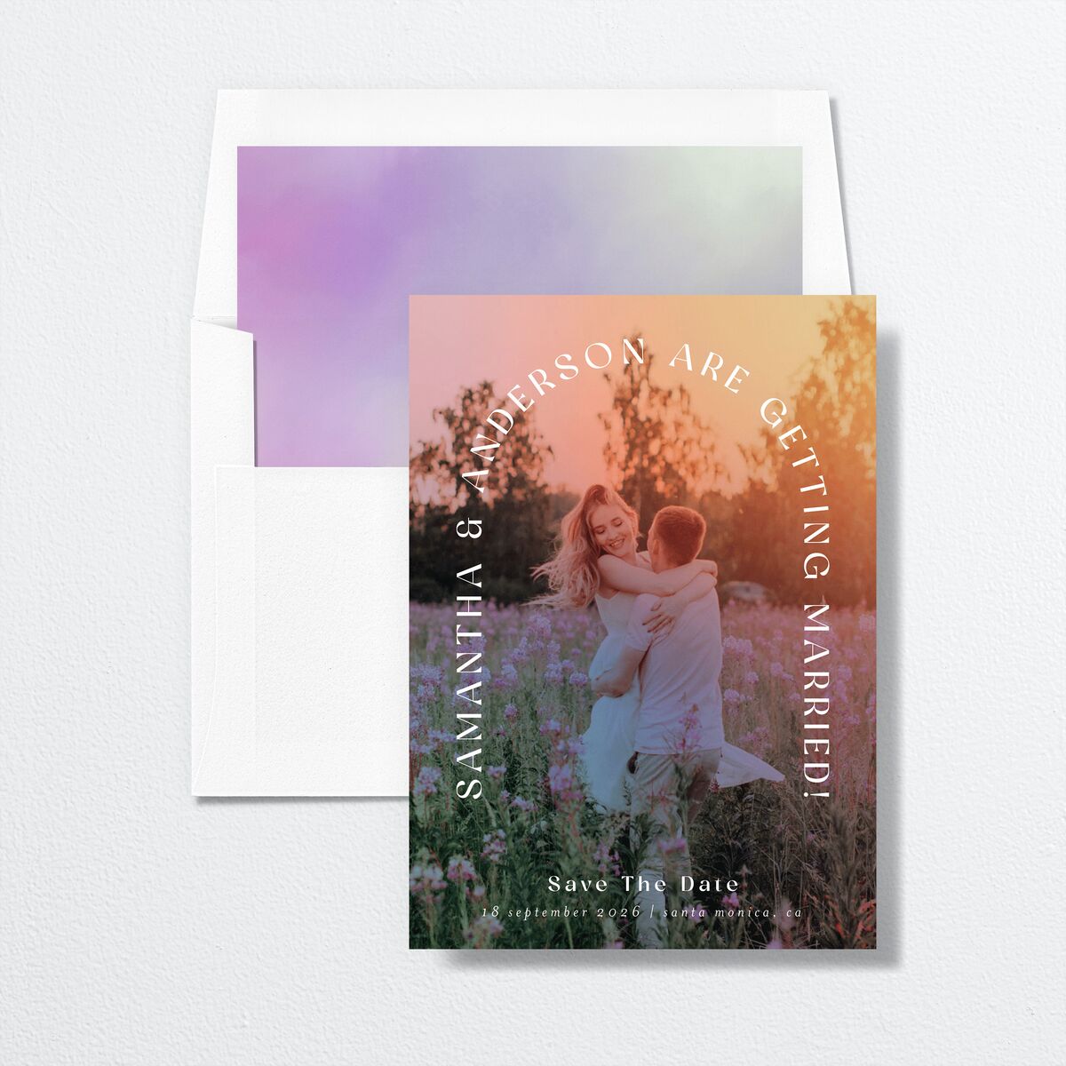 Aura Arch Save The Date Cards Candy Pink Signature smooth No