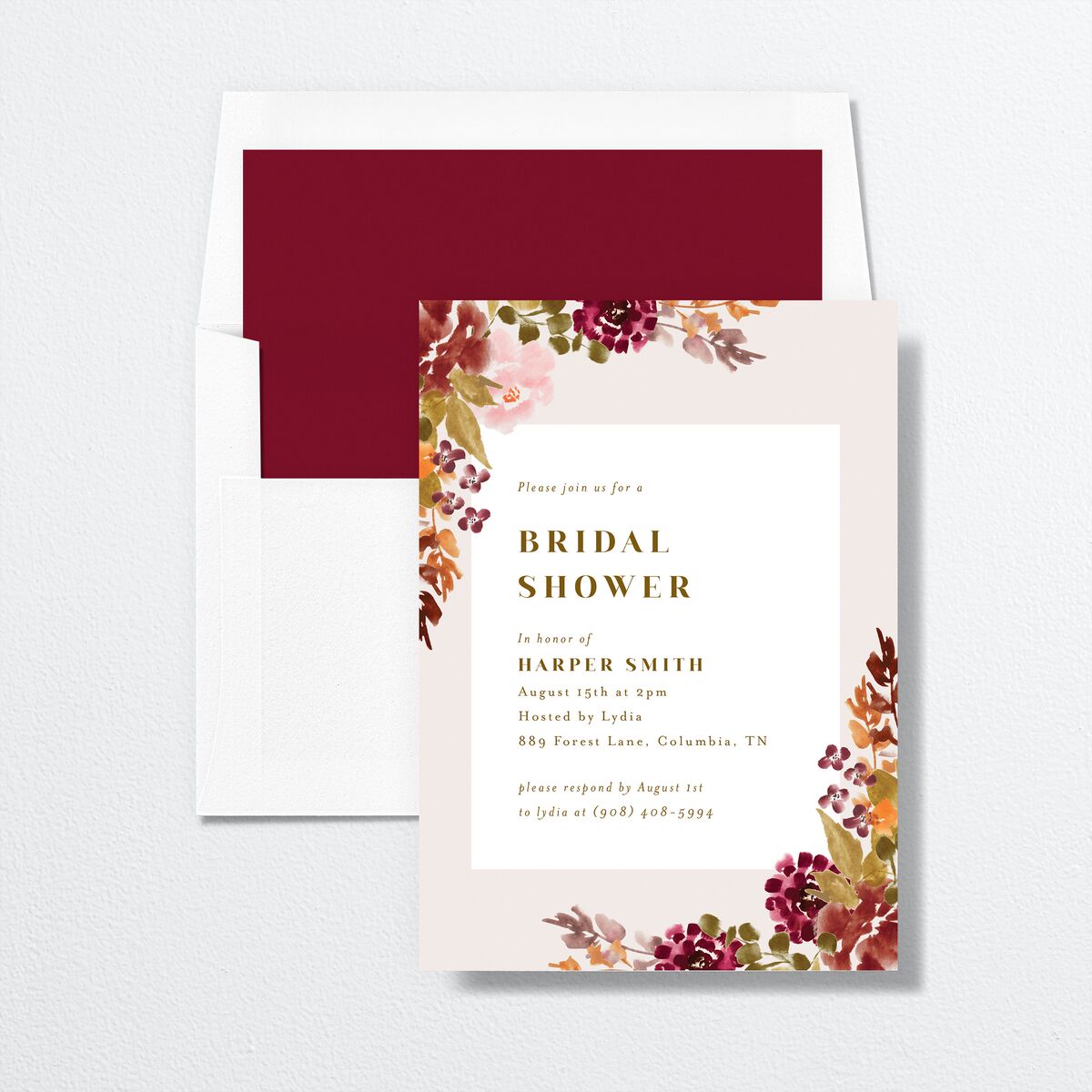 Fall Garland Bridal Shower Invitations Peony Signature