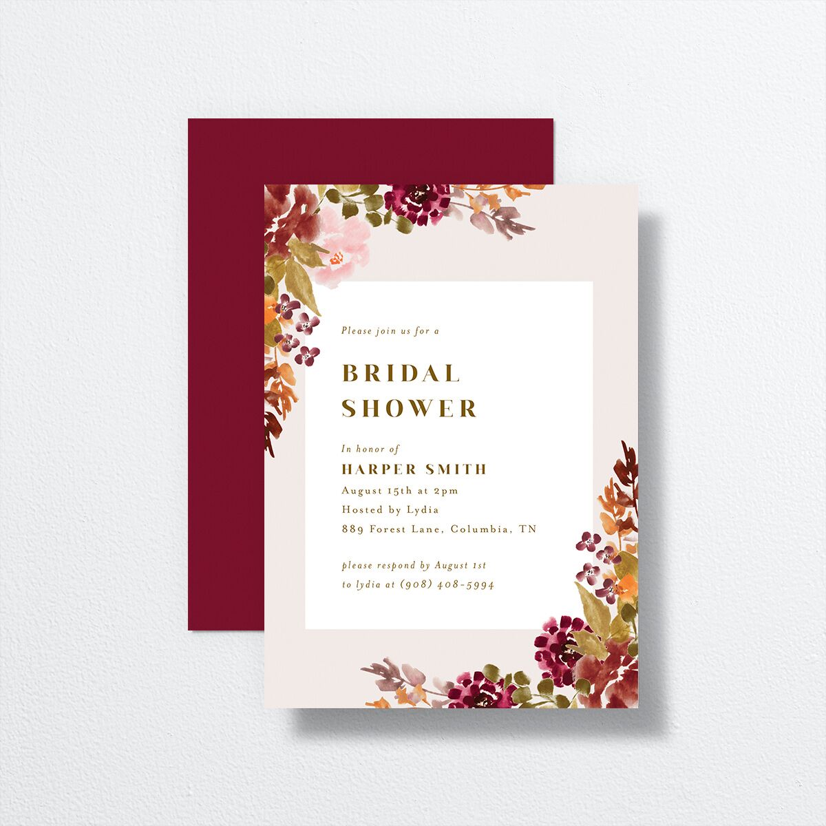 Fall Garland Bridal Shower Invitations Peony Signature
