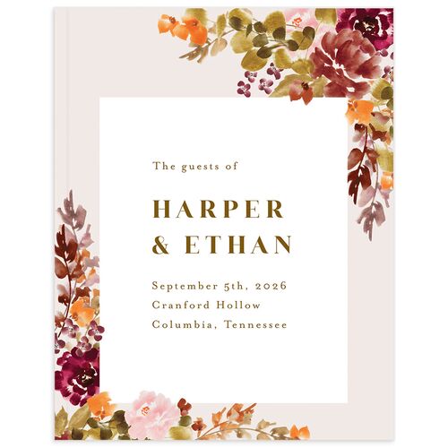 Fall Garland Wedding Guest Book Peony