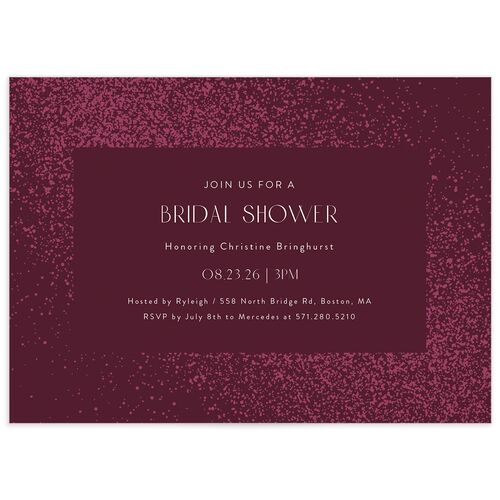 Shimmering Frame Bridal Shower Invitations Bordeaux Signature Blank