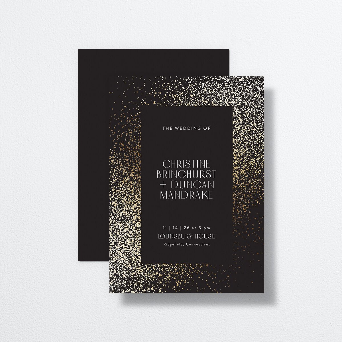 Shimmering Frame Wedding Invitations Gold Licorice Signature No