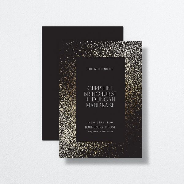 Shimmering Frame Wedding Invitations Gold Licorice Signature No