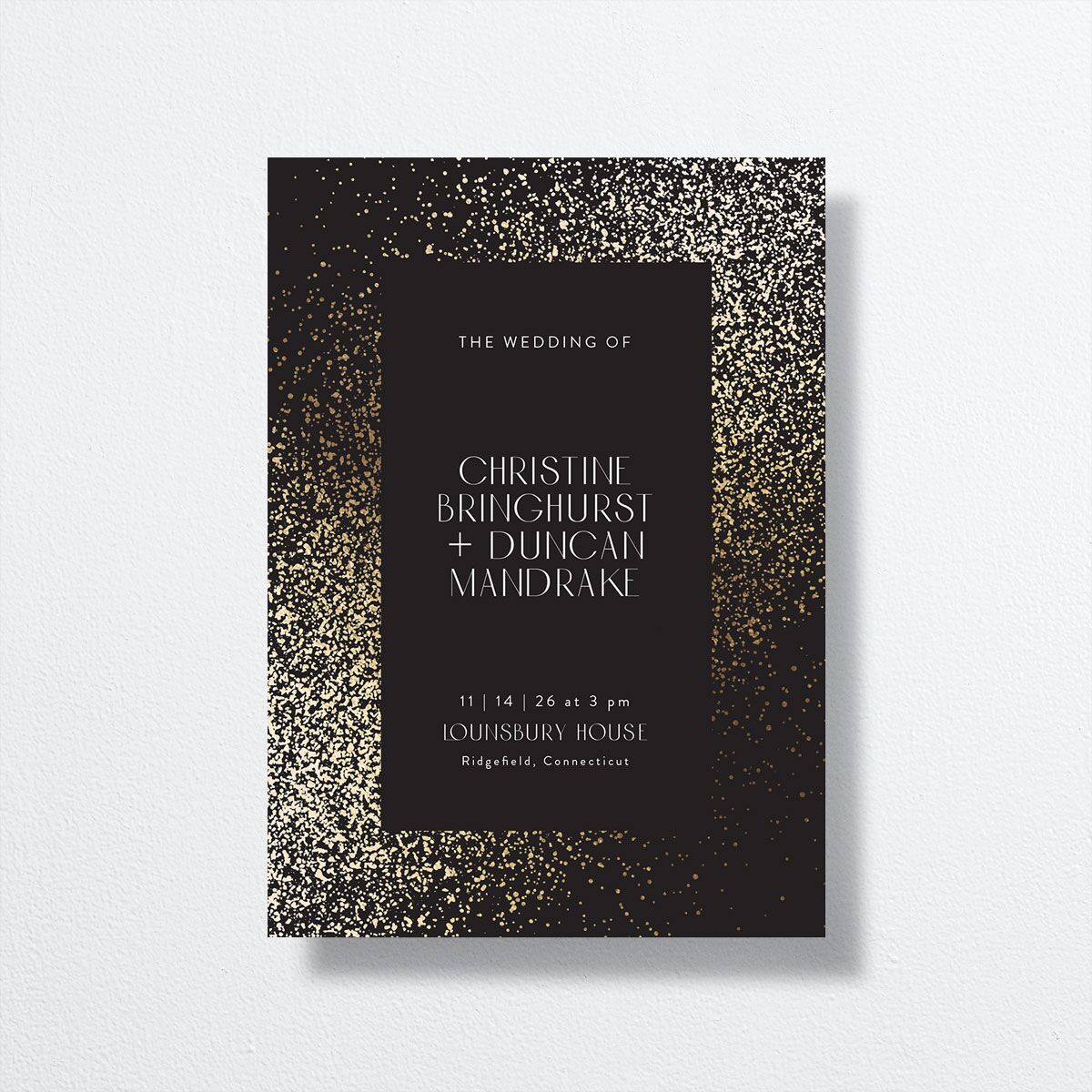 Shimmering Frame Wedding Invitations Gold Licorice Signature No