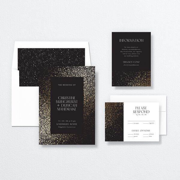 Shimmering Frame Wedding Invitations Gold Licorice Signature No