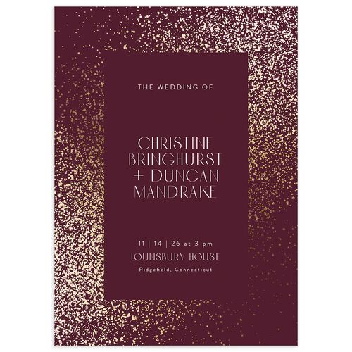 Shimmering Frame Wedding Invitations Gold Bordeaux Signature Blank No