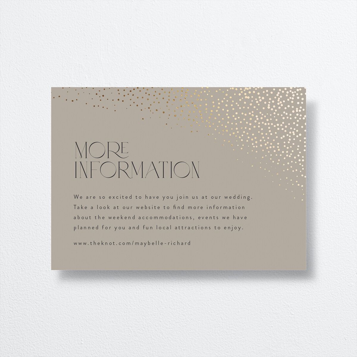 Sweeping Sparkles Wedding Enclosure Cards front in brown