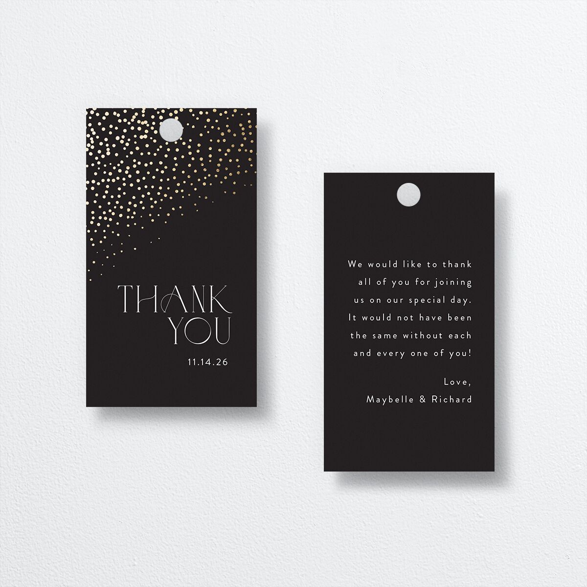 Sweeping Sparkles Favor Gift Tags front in Black