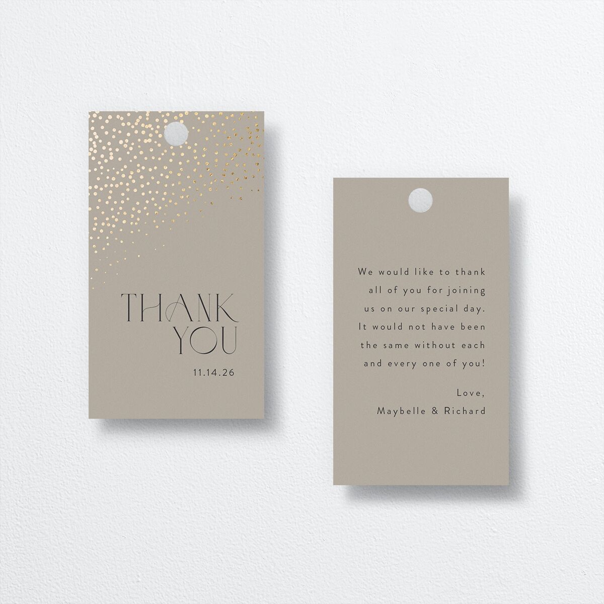 Sweeping Sparkles Favor Gift Tags front in brown