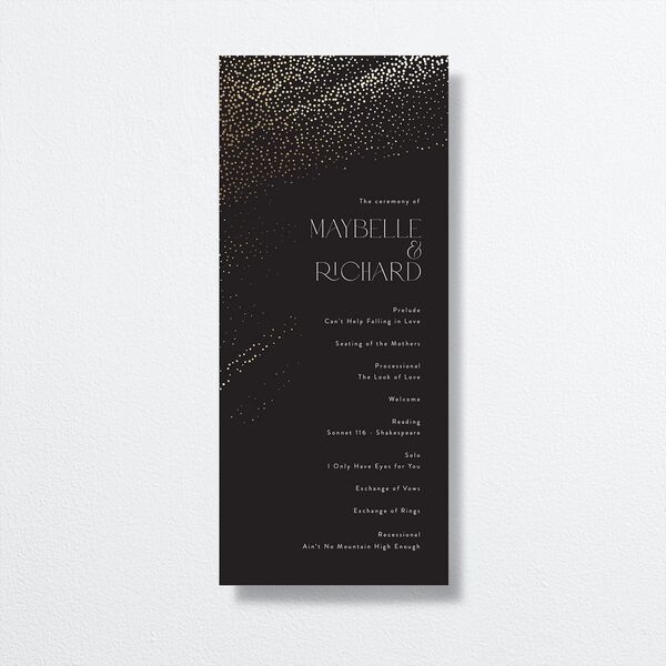 Sweeping Sparkles Wedding Programs front in Black