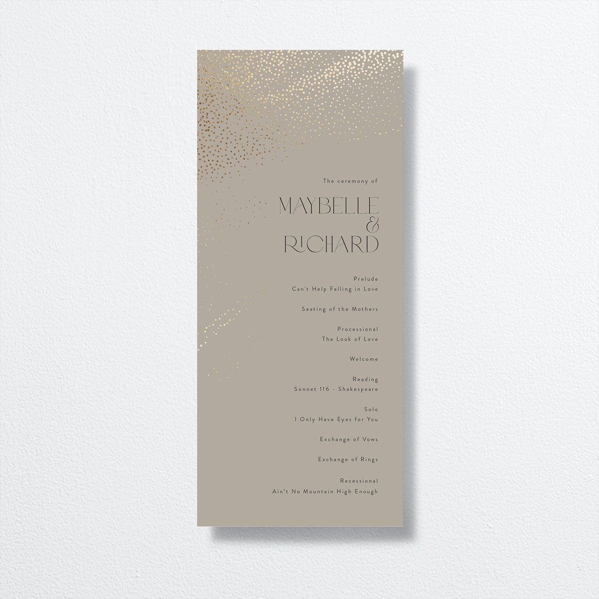 Sweeping Sparkles Wedding Programs front in brown