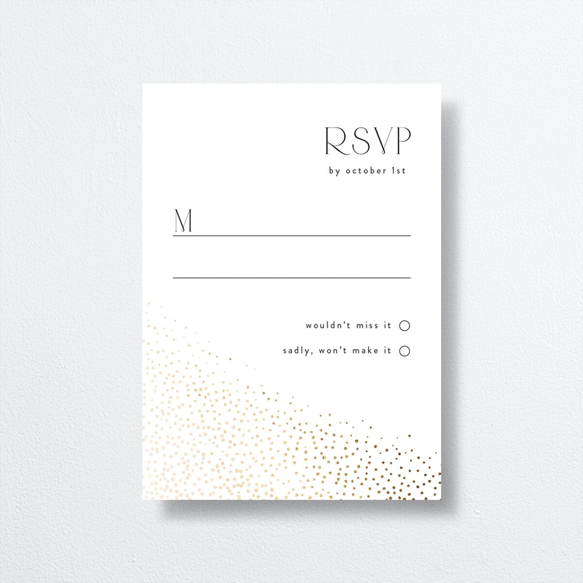 Sweeping Sparkles Wedding Response Cards front in Black