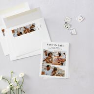 Gilded Photo Grid Save the Date Petite Cards Pure White No Signature smooth Blank