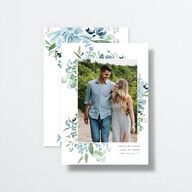 In Bloom Save The Date Cards Moody Blue Signature smooth No