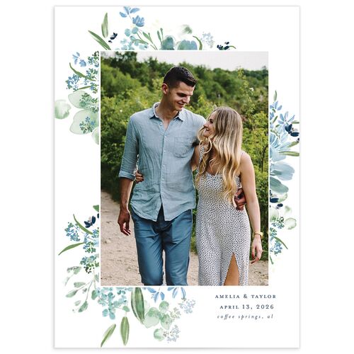 In Bloom Save The Date Cards - Blue