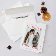 Merrier Year Holiday Cards Scarlet Signature Blank Portrait  Standard