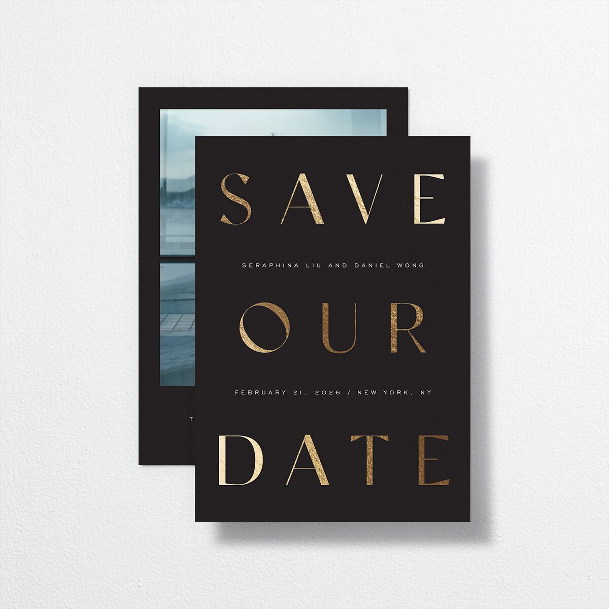 Statement Save The Date Cards Gold Licorice Signature smooth No