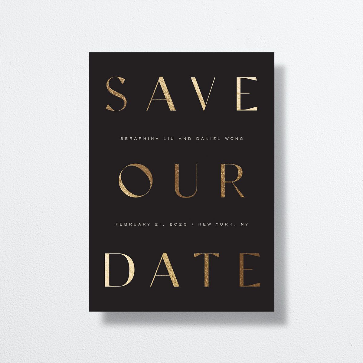 Statement Save The Date Cards Gold Licorice Signature smooth No