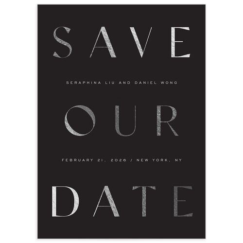 Statement Save The Date Cards Silver Licorice Signature smooth No