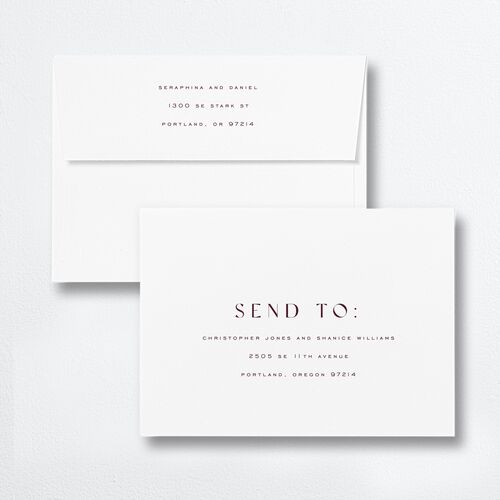 Statement Save The Date Card Envelopes White Standard Mauve Both Recipient and Return Addresses Signature