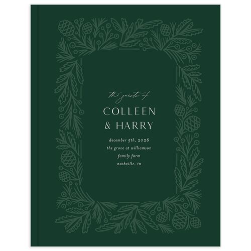 Winter Frame Wedding Guest Book Dark Green
