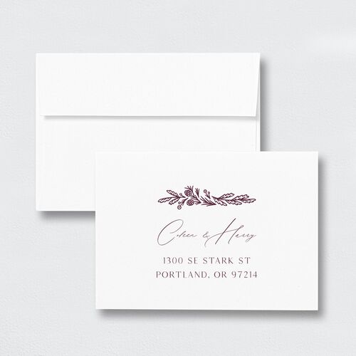 Winter Frame Wedding Response Card Standard Envelopes White Standard Bordeaux Return Address Signature