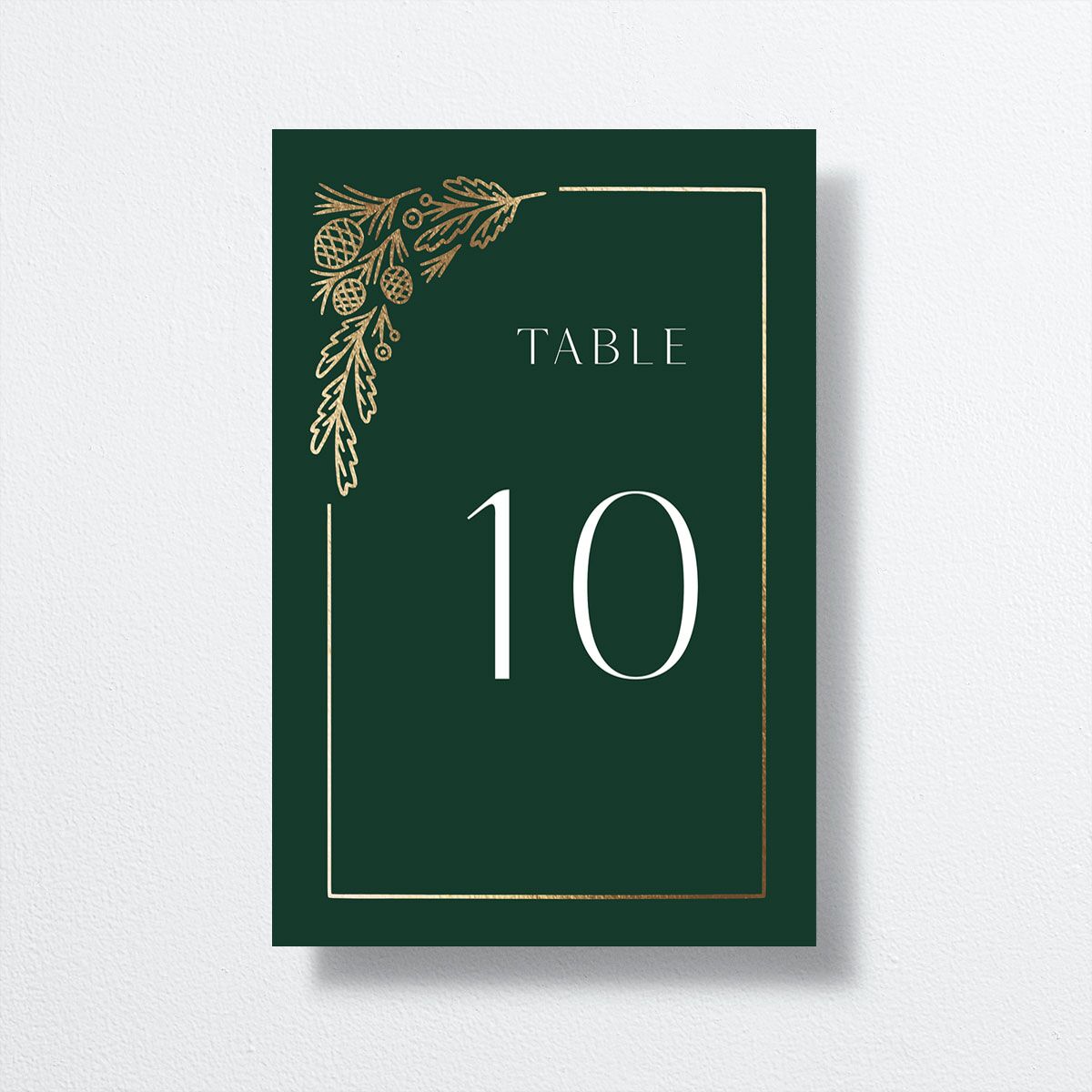 Winter Frame Table Numbers Gold Dark Green Signature