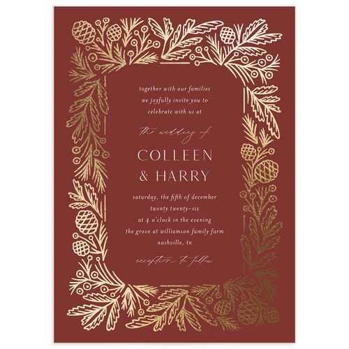Winter Frame Wedding Invitations Gold Rust Signature Blank No